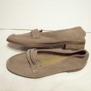 Women's Taupe Suede Loafers - Comfortable Slip-On Flats